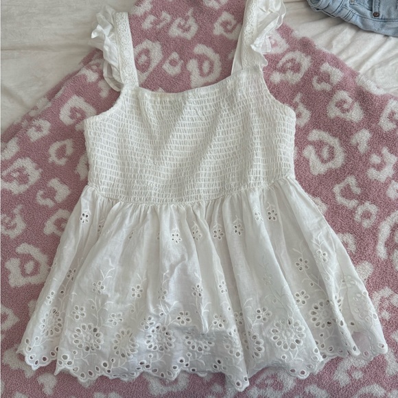White Eyelet Ruffle Strap Top - Picture 1 of 3